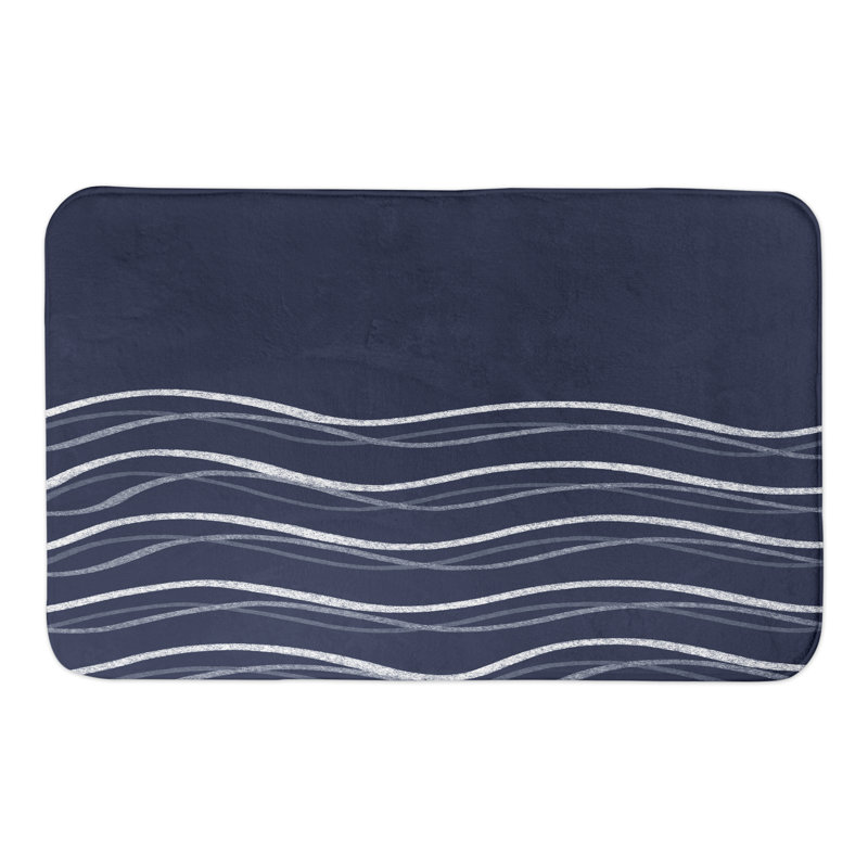 Tapis de bain Linae Wavy Lines, Marine
