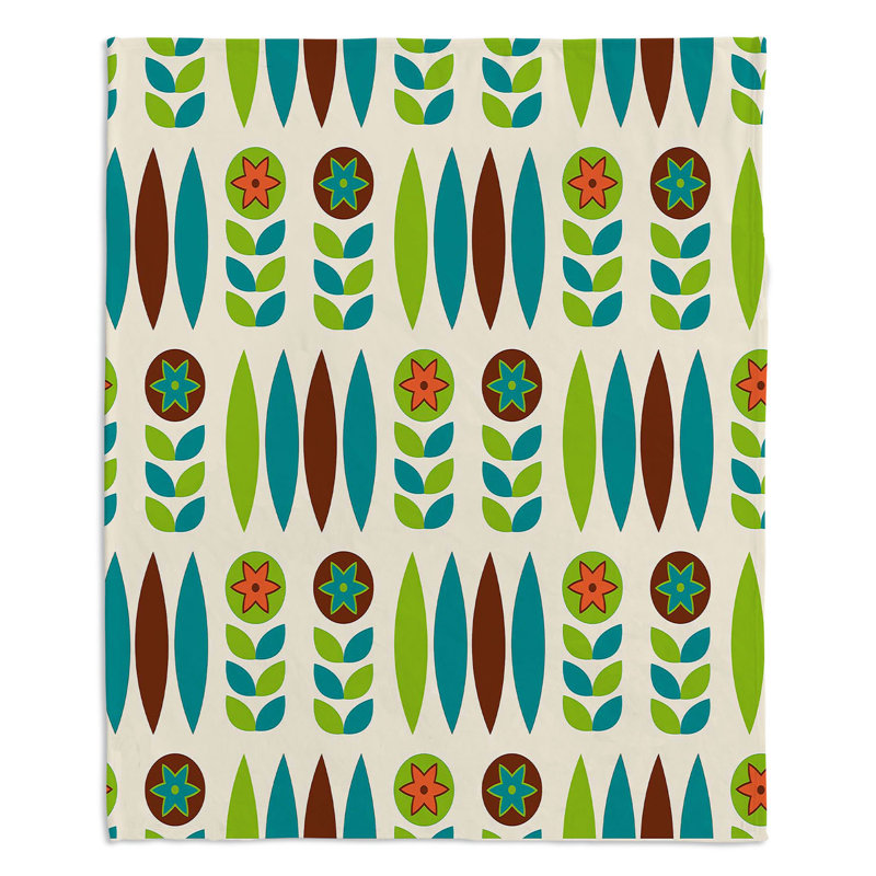 Hand Woven Throw Blanket, 51" x 60", Green/Blue/Brown