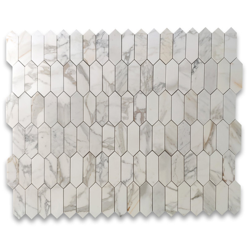 Calacatta 12" x 9" Marble Mosaic Tile, LIght Gray