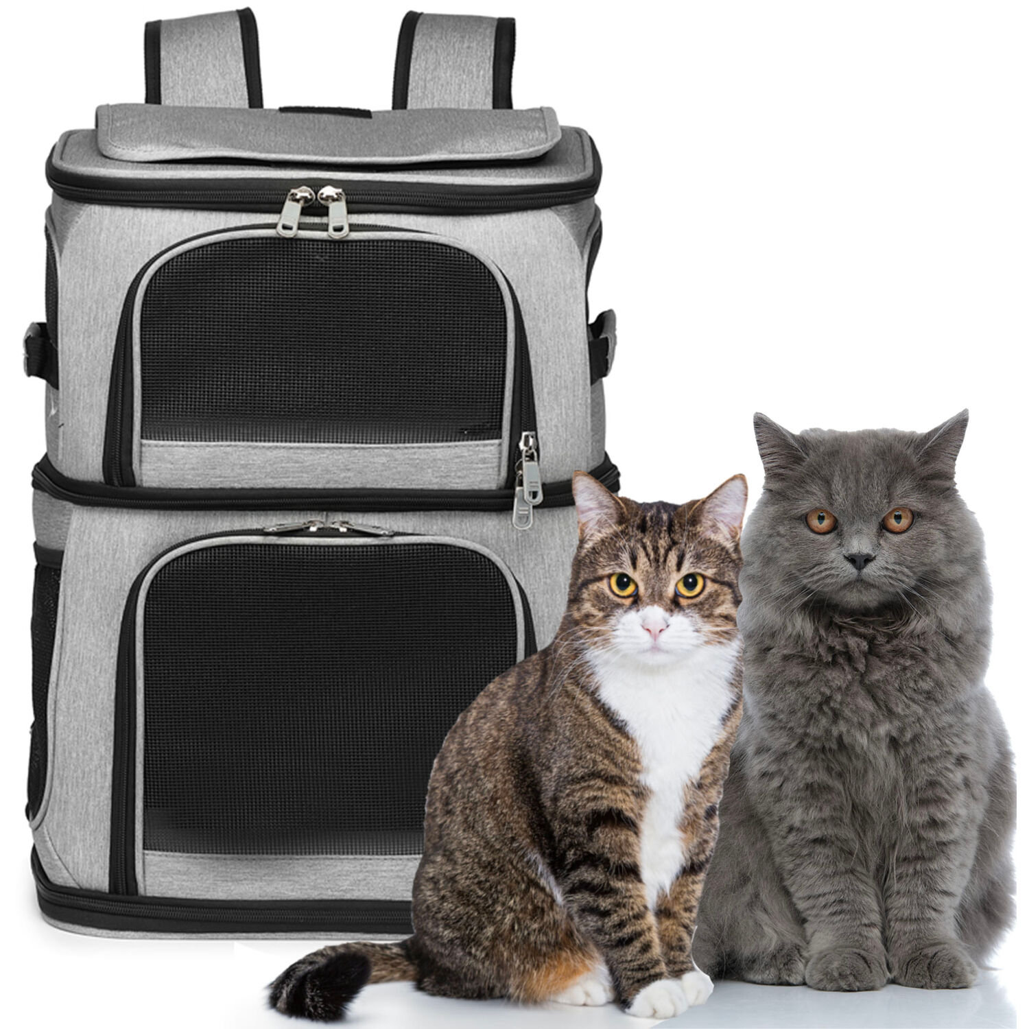 Critter Sitters Grey Pet Carrier Backpack, Small Dogs, Cats, Scratch  Resistant Breathable Windows