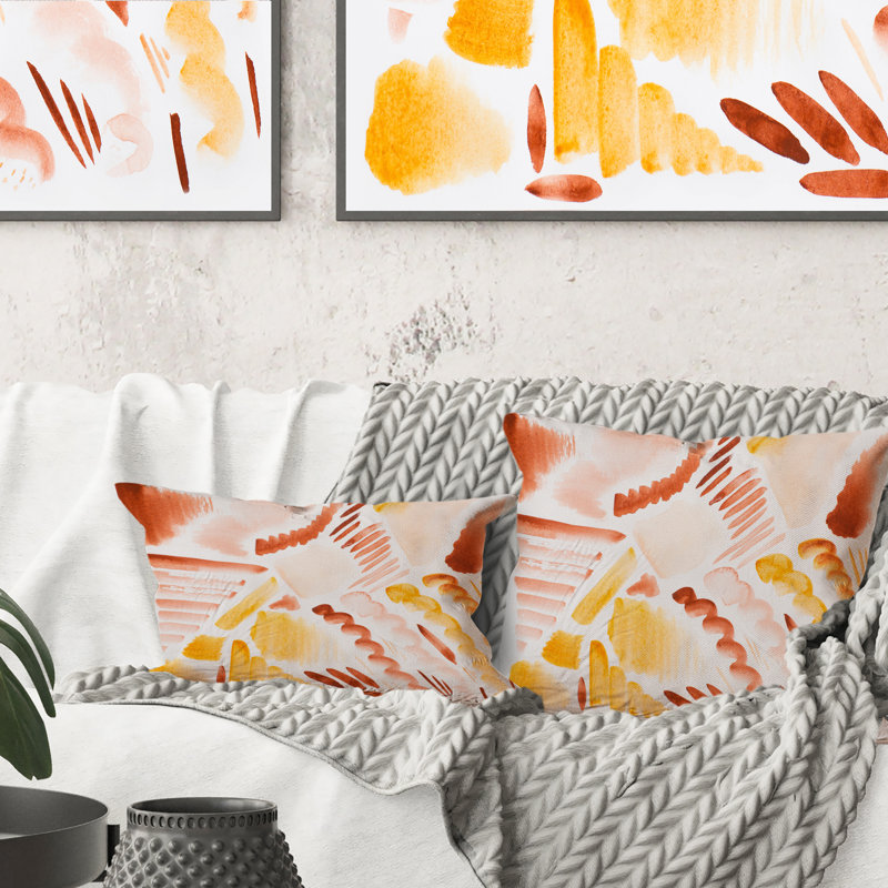 Coussin décoratif rétro imprimé orange et jaune I 12 po x 20 po
