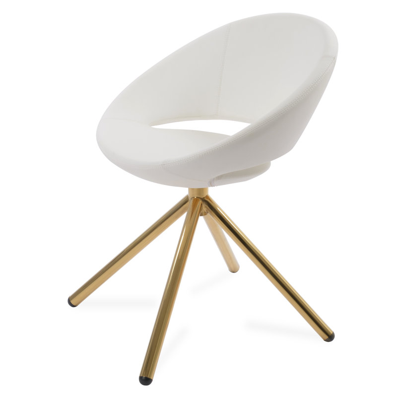 Fauteuil pivotant Crescent, Blanc, Or