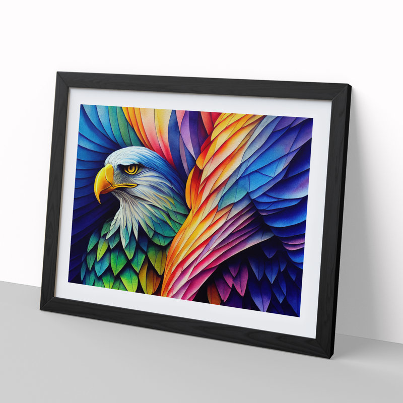 Eagle Bird Watercolour Vol.7 - Single Picture Frame Print, Black Frame, 34cm H x 46cm W x 2cm D