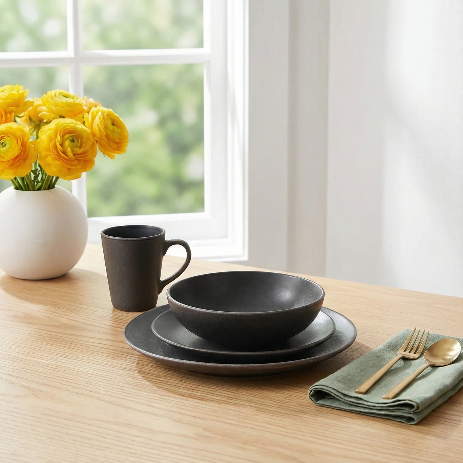 Stone 16-Piece Dinnerware Set Stoneware, Gray