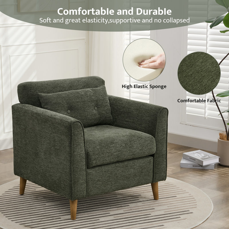 Carlaya Upholstered Accent Chair With Pillow, Green