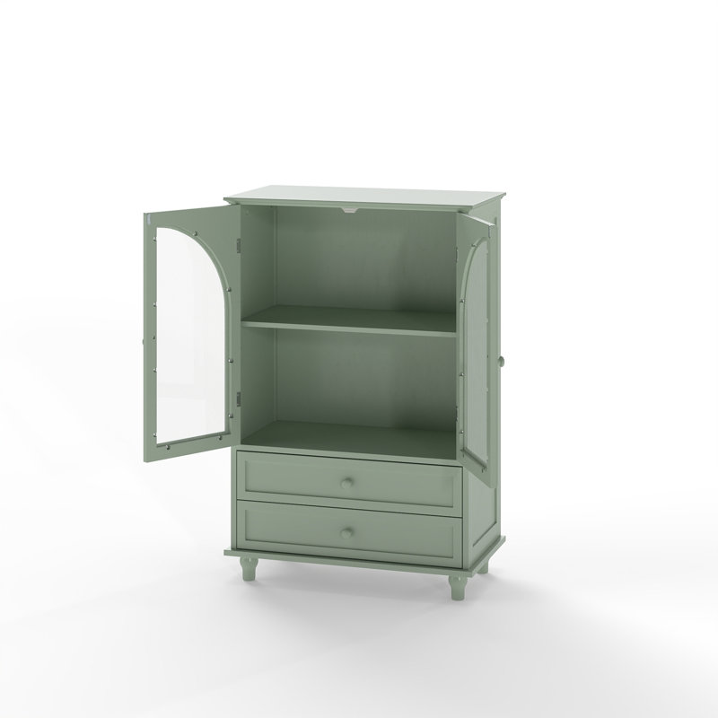 Buffet en verre arqué, 41.93 cm H x 27.95 cm W x 14.96 cm D