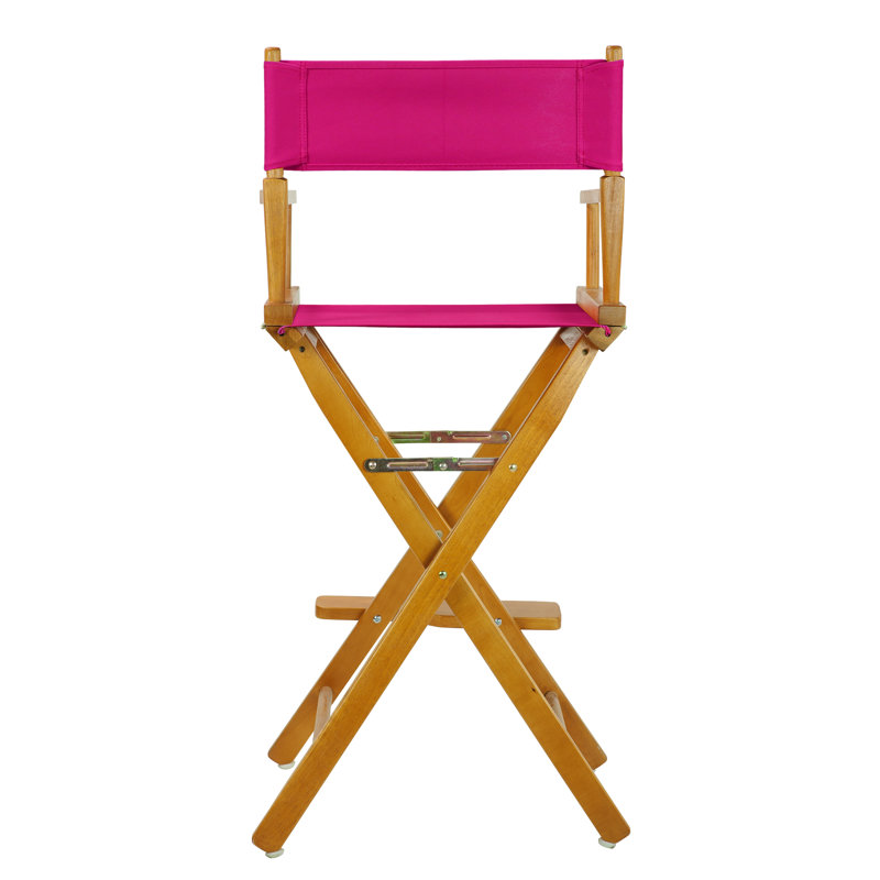 30" Folding Director Chair with Canvas, Honey Oak, Magenta