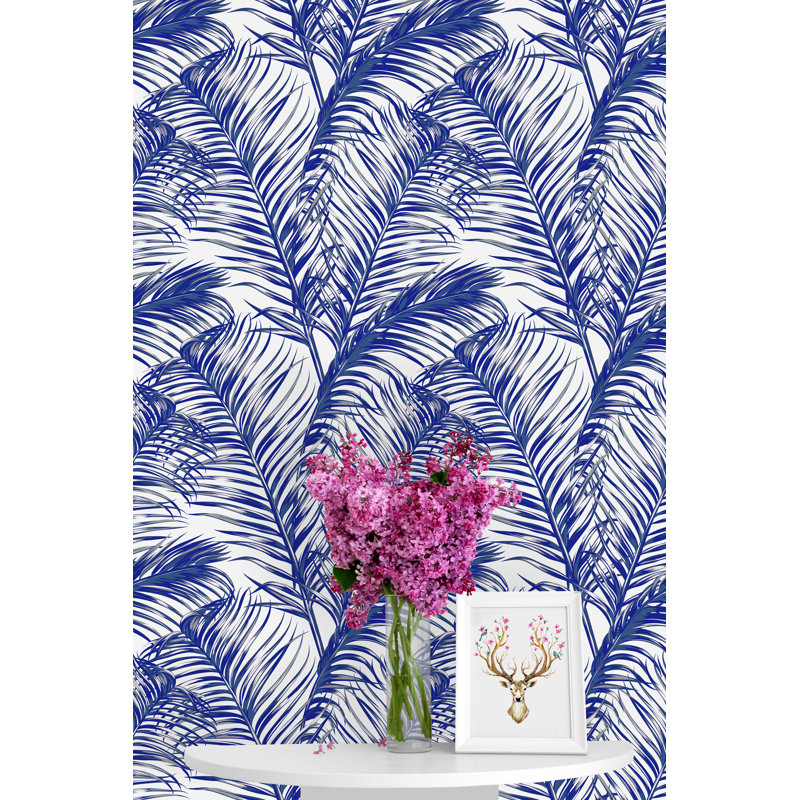 Panneau de papier peint adhésif à feuilles tropicales Watchet, L 120 po x l 25 po