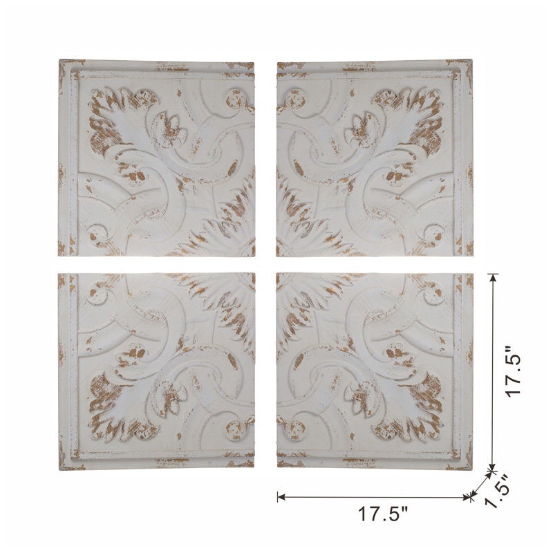 S/4 Distressed Wooden Square Wall Panels, 17.5X17.5"
