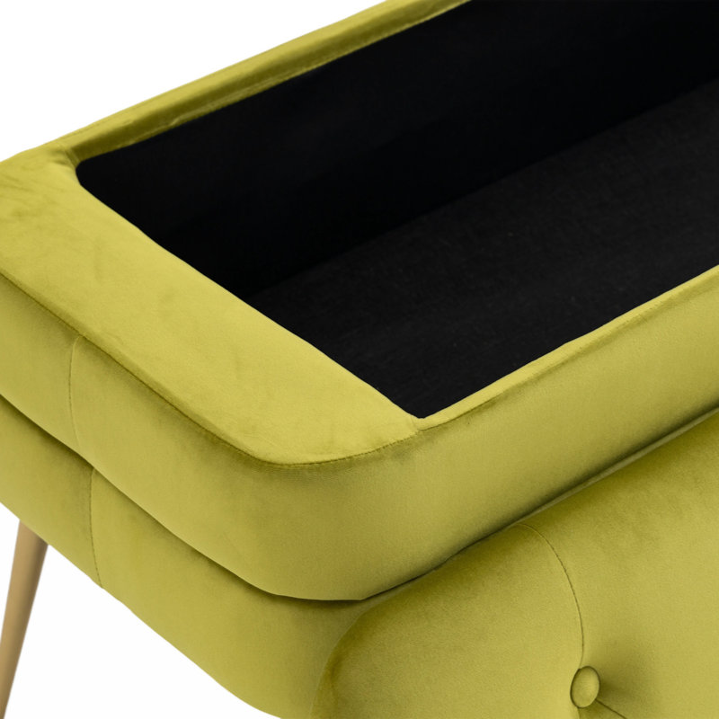 Banc de rangement en velours Aliasgar, Olive