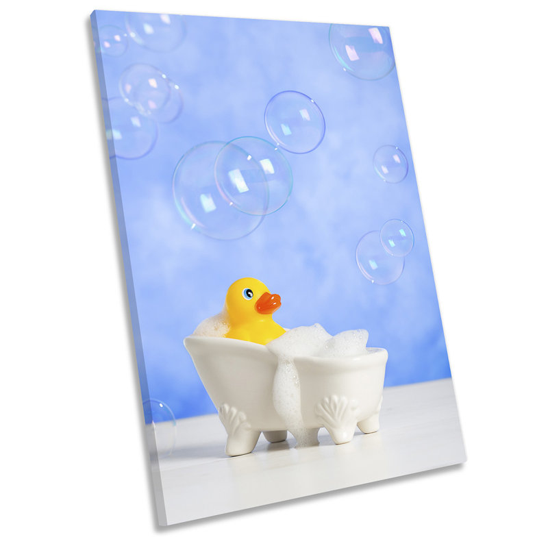 Rubber Duck Bathroom Bubble - Wrapped Canvas Print, 137.2cm H x 91.4cm W x 4cm D
