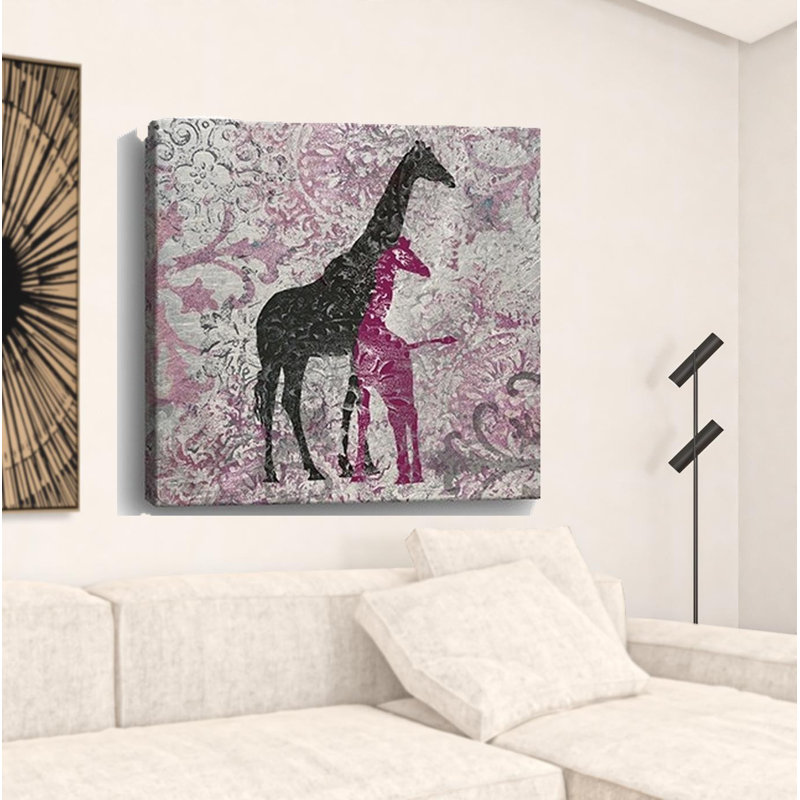 «Exotic Pink Giraffes», art mural sans cadre
