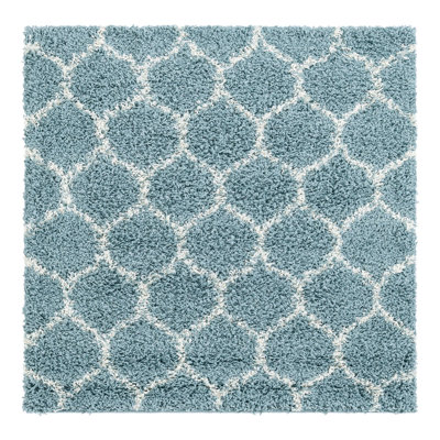 Red Barrel Studio® Ruby Trellis Shag Rug Light Blue