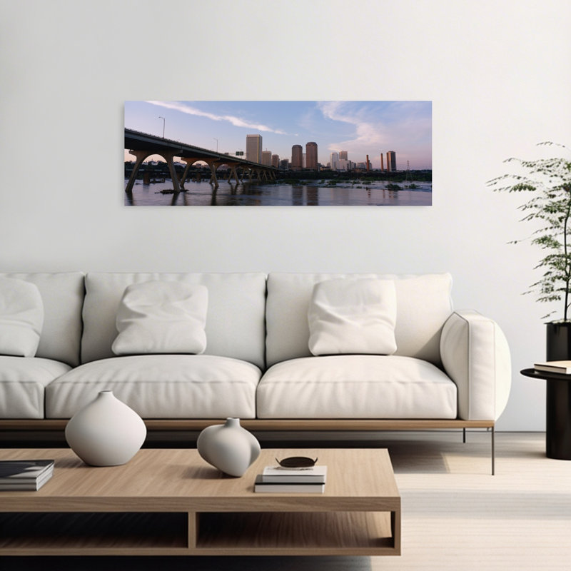 Low angle view of a bridge over a river Richmond Virginia USA 1 Piece Wrapped Canvas Panoramic Wall Art