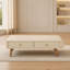 Table basse Mid-Century moderne rectangulaire avec plateau en faux marbre, tiroir cannelé et pieds en bois massif durables, table basse peu encombrante avec rangement dissimulé