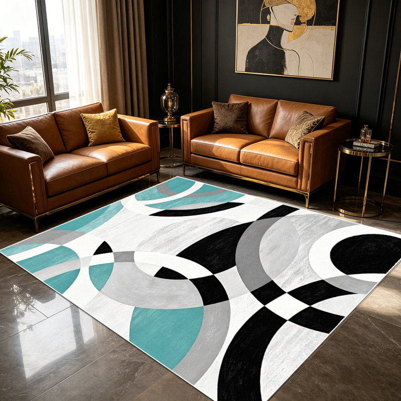 Modern abstract geometric carpet, soft and easy to clean, suitable for living rooms, bedrooms, dining rooms, study rooms, and other indoor spaces