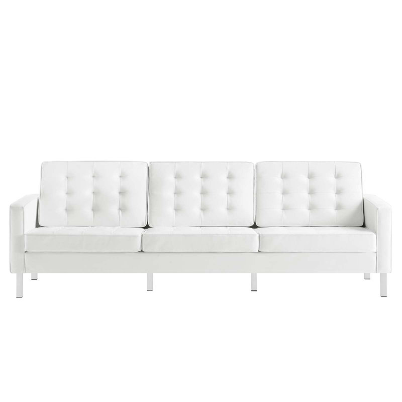 Loft Tufted Vegan Leather Sofa by Modway, Faux Leather White