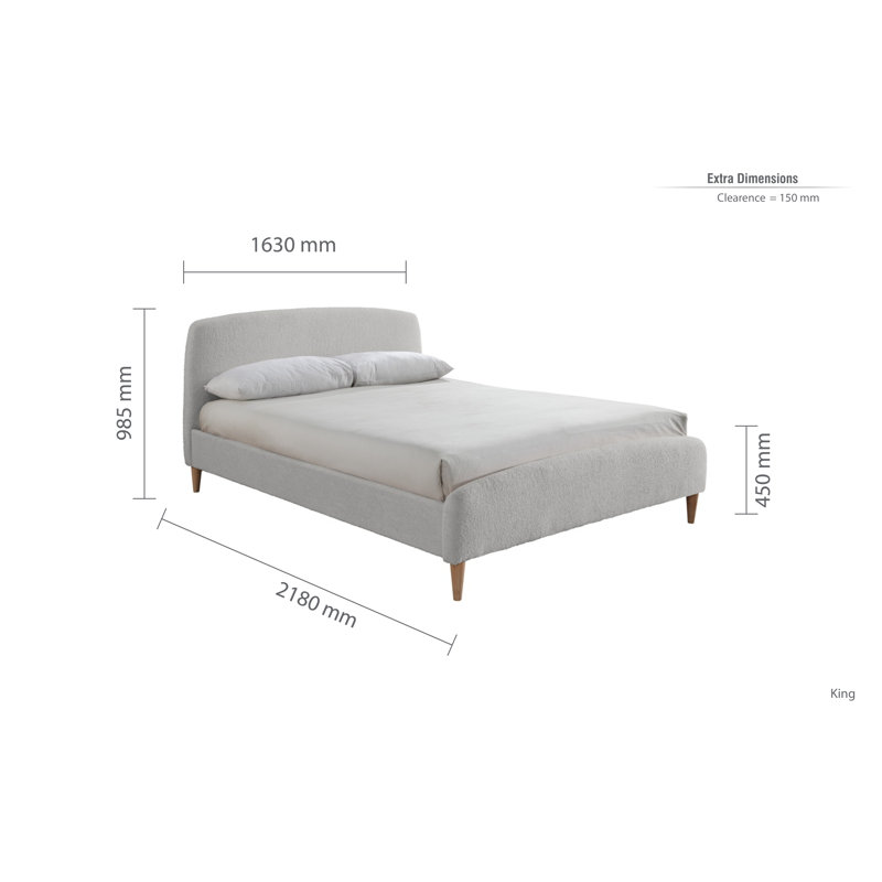 Beanfields Upholstered Bed Frame, Kingsize (5'), Grey