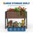 HDPE Elevated Garden Bed with Storage Shelf, 42"W x 33"H Raised Planter Box with Aluminum Frame for Patio