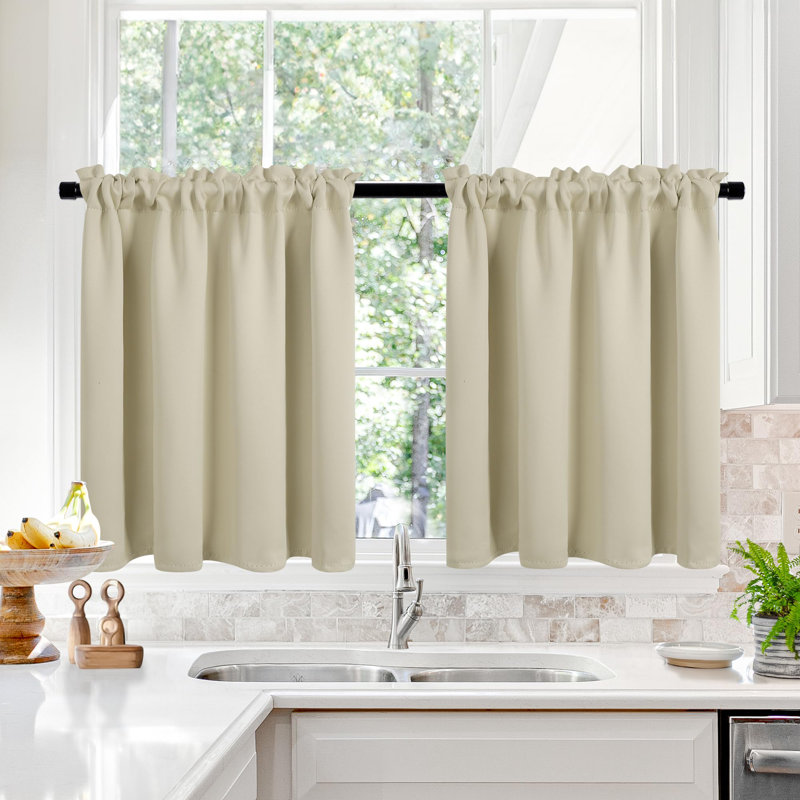 Short Room Darkening Thermal Insulated Window Curtains (Set of 2), 30" W x 36" L, Chocolate