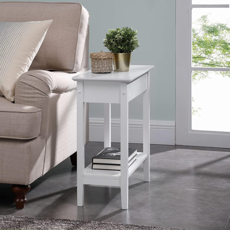 Table de chevet Ilithia avec rangement rabattable et tablette ouverte, table de chevet mince pour les petits espaces, table de bout étroite et moderne pour la chambre à coucher ou le salon, organisateur de table d'appoint peu encombrant
