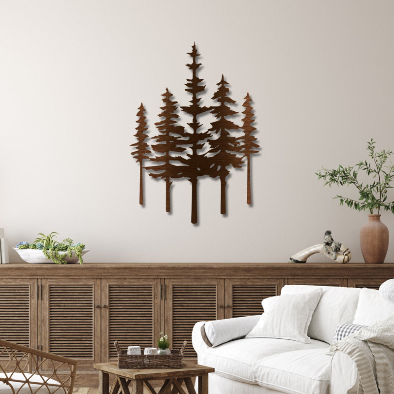 Pin, forêt, art mural en métal - décoration murale chalet rustique
