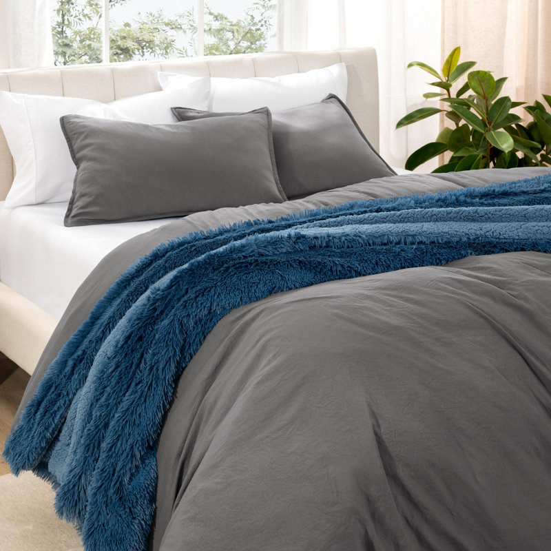 Sandwashed Duvet Cover Set, Grey, Super King