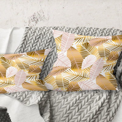 Coussin Golden Palm Leaves II - Mid-Century Modern