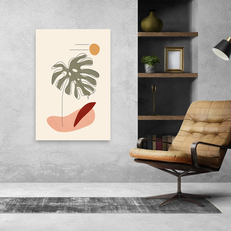 «Monstera Leaf Desert Sun Abstract Modern Organic Nature Plant», reproduction d'art, 48" H x 32" W