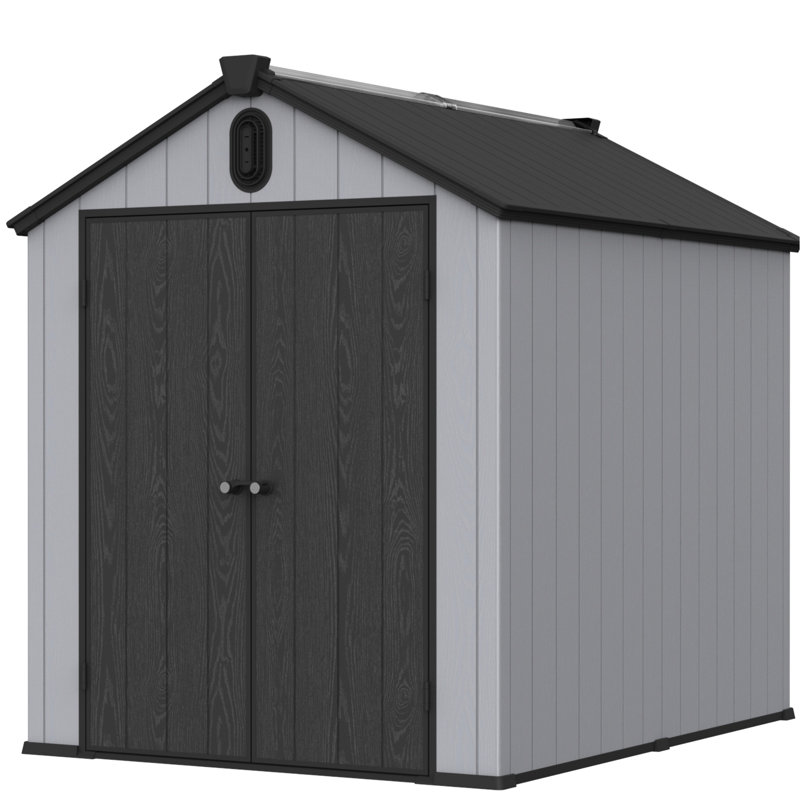 6X8ft Outdoor Maintenance Shed With Lock - Plastic, Secure Garden Craft Room Spacious, Plastic Construction