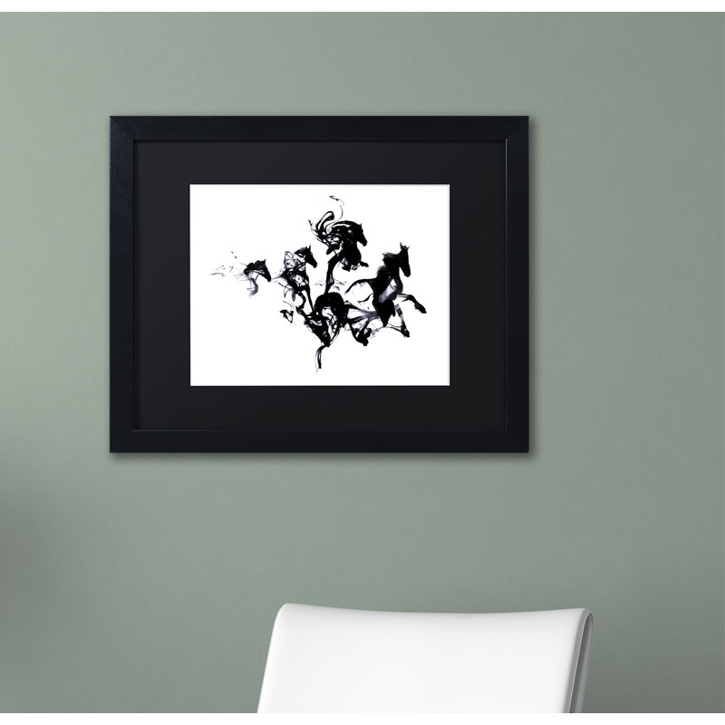 "chevaux noirs" , impression encadrée sur toile noire, Noir, H 16 po x l 20 po x P 0,5 po