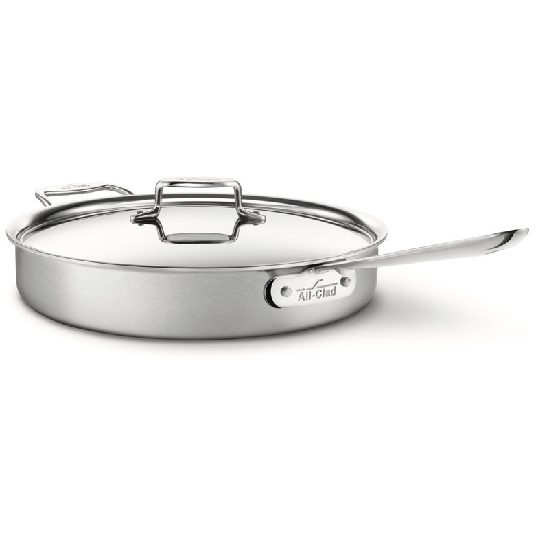 All-Clad D5® Brushed Stainless Steel Saute Pan with Lid, 6 qt.