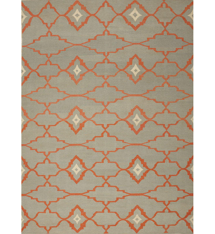 Geometric Area Rug in Gray/Orange