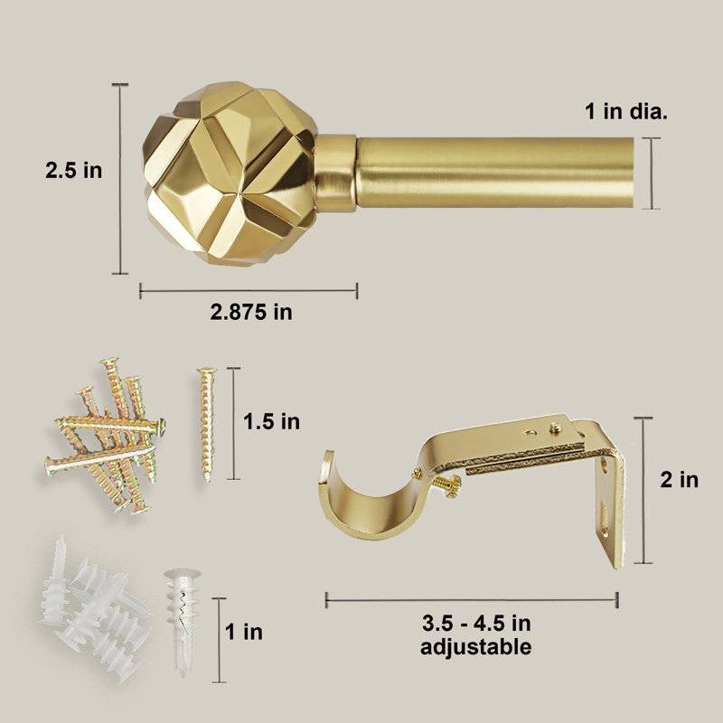 Baita Iron Overall Width Single Curtain Rod, 72" - 144"