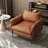 Valencia Jasper Cognac Tan Brown 34" Full Leather Accent Chair | Mid Century Single Leather Chair For Living Room Furniture | Plush Removable Cushions, Nappa Leather Lounge Couch