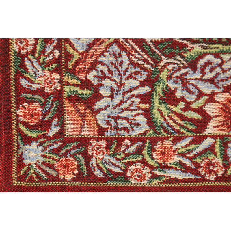 Strawberry Red Belgian Jacquard Square Cushion Cover