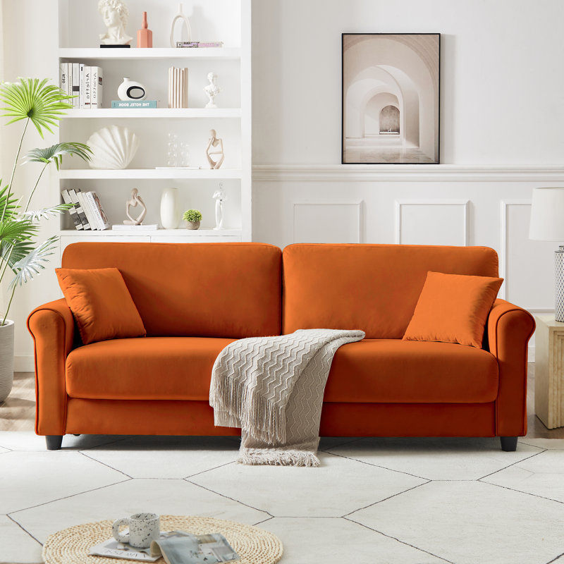 82.48'' Velvet Sofa, Orange
