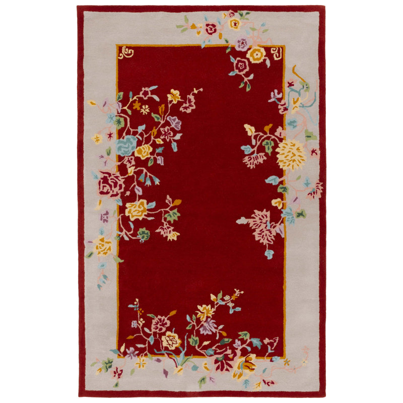 Metro 729 Hand Tufted Wool; Cotton Floral Rug in Rust/Beige, Rectangle 5' x 8'