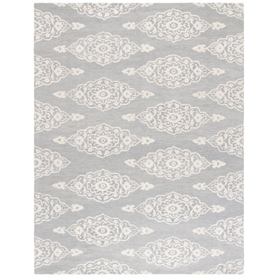 Demarlis Ebony Hand Tufted Wool/Cotton Southwestern Rug in Gray/Ivory