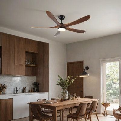 5 blade solid wood 52 inch ceiling fan light