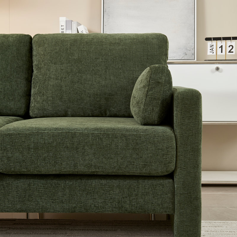 58.66'' 2-Seater High Knit Fabric Sofa with Toss Pillows – Solid Wood Frame 600 Lbs Capacity for Living Rooms, Apartments, Office