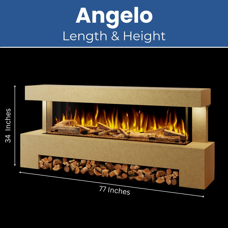 Corrigan Studio 195cm W Clear Electric Fireplace with 5000 BTU