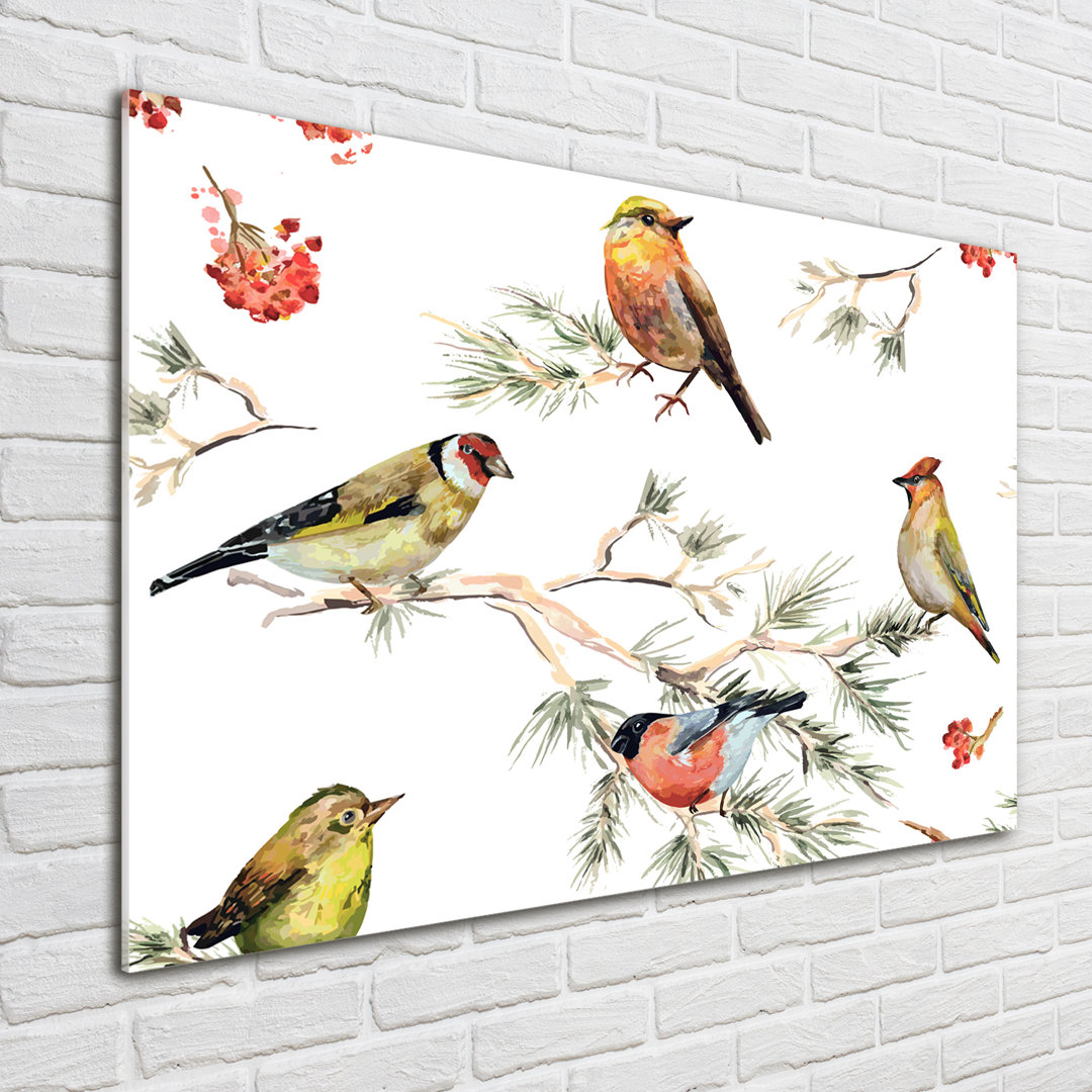 Glasbild Forest Birds Plants