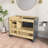 Solid Wood 42" Single Bathroom Vanity Set With Solid Surface Countertop,Pre-Assembled Bath Cabinet Dark Gray