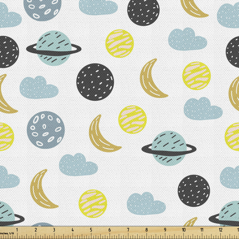 Donny Crescent Planets and Clouds Fabric