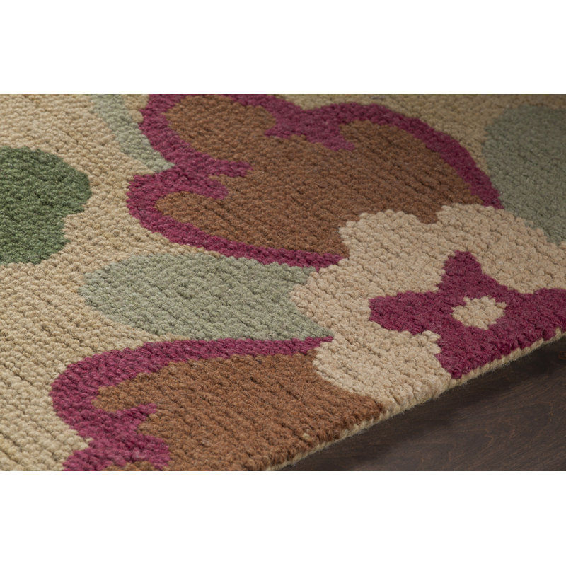 Tapis beige en laine touffeté à la main Medford, Rectangle 5 pi x 7 pi 6 po