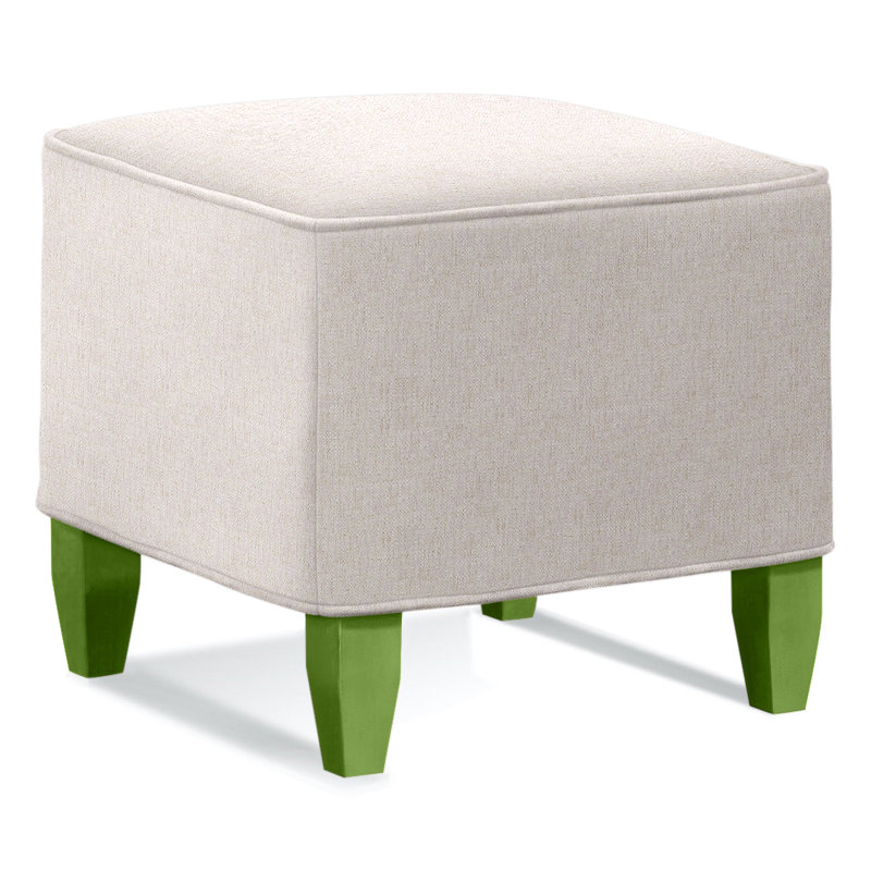 Brooklyn Square Ottoman, White Sugar Performance Polypropylene/Olefin, Nickel
