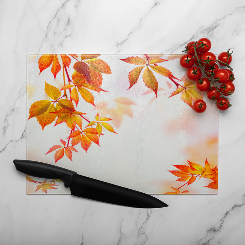 Autumn Leaves Glass Chopping Board, 40cm L x 28cm W