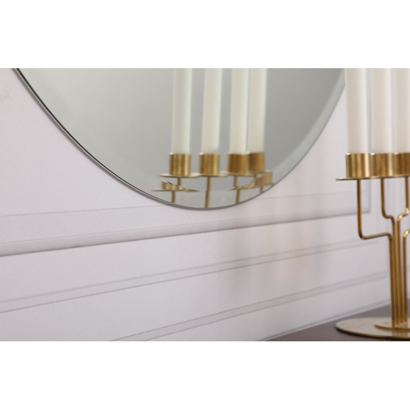 Miroir décoratif biseauté moderne et contemporain sans cadre Caimen, H 36 po x l 36 po