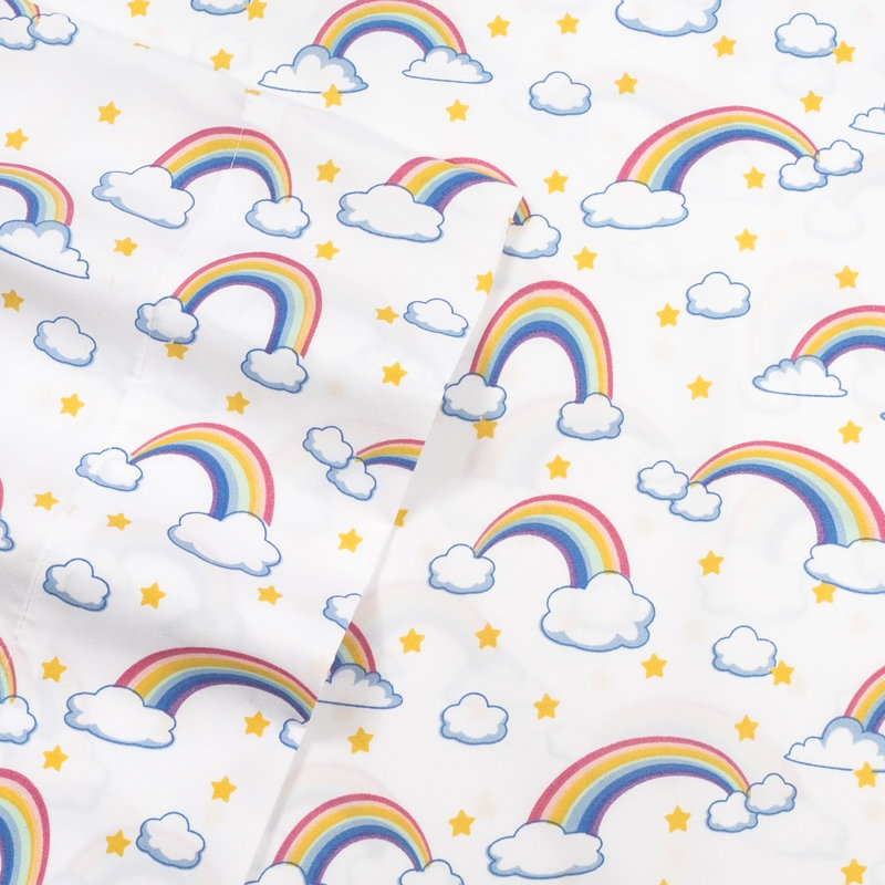 Full Pink Rainbow Print Microfiber Kids' Sheet Set